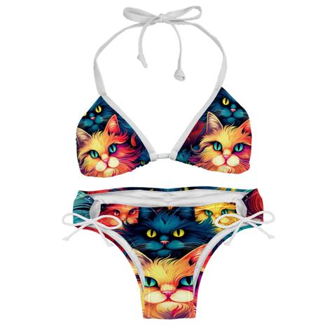 Cat Detachable Sponge Adjustable Strap Bikini Set Two Pack Swimsuit Swim Suit Beach Pool