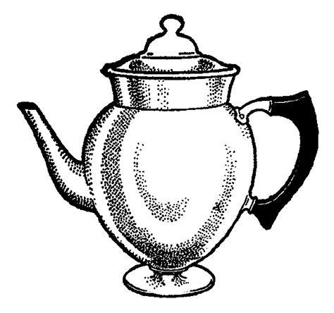 Digital Stamp Design Vintage Coffee Pot Digital Illustration Kitchen