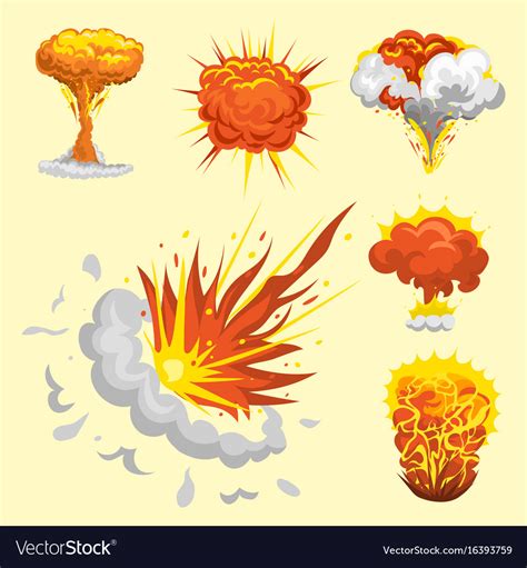 Cartoon explosion boom effect animation game Vector Image