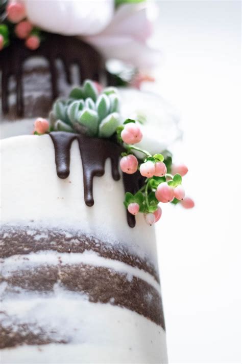 Bake Me A Kake Semi Naked Drip Cake With Fresh Flowers