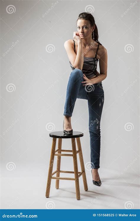Brunette Model In Lingerie In A Studio Environment Stock Image Image Of Face College 151568525