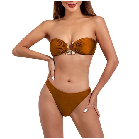 Levmjia Women Sexy Backless Bikini Set Swimsuit High Waisted Adjustable Straps Removable Padded