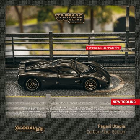 Tarmac Works Pagani Utopia Black Carbon Fiber - MINIATURE TOY SHOP