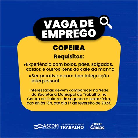 TRABALHO - Vaga de emprego para Copeira está aberta até 17 de fevereiro de 2023 - Prefeitura