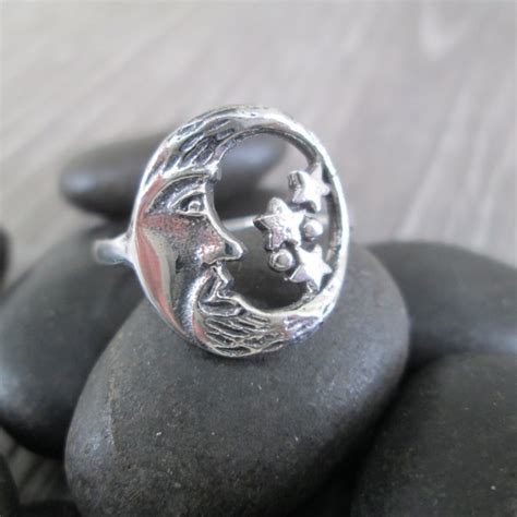 Moon And Stars Ring Etsy