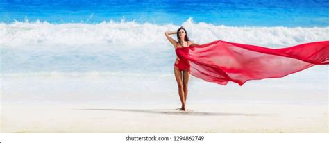 Beautiful Nude Woman Red Fabric Posing Stock Photo 2098542031 Shutterstock