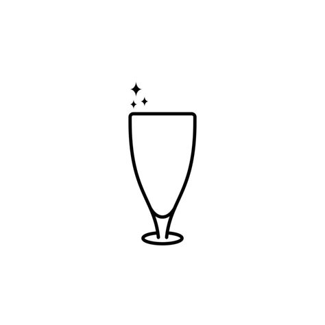 Sparkling Juice Glass Icon On White Background Simple Line