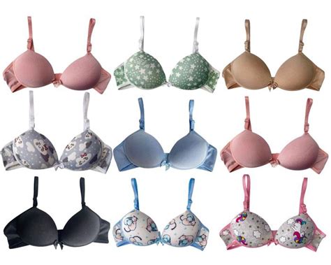 Kit 3 Sutiã Bojo Menina Moça Soutien Juvenil Liso Estampado Misto Adolescente Lingerie