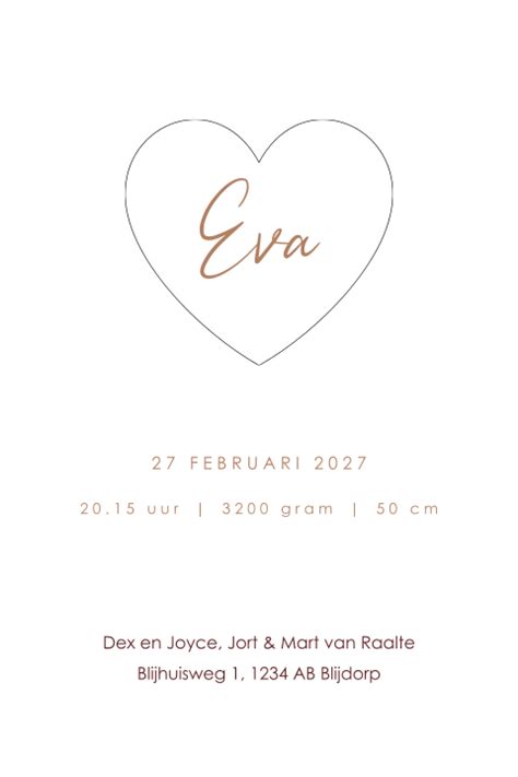 Uniek Nude Floral Geboortekaartje Voor Een Meisje Met Uitsnede Hart