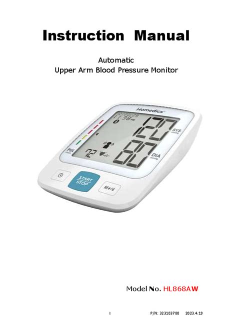 hlaw automatic upper arm blood pressure monitor instruction manual