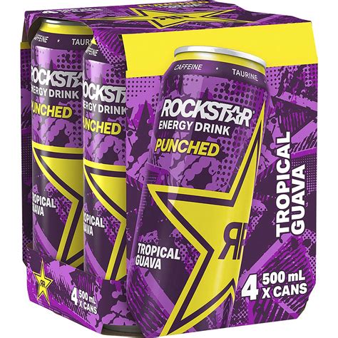 Rockstar Energy Drink Guava Energy Drink 500ml X4 Pack Woolworths