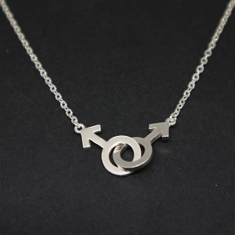 Gay Pride Male Symbol Necklace Choker Silver Interlocking Gay Jewelry Lesbian Jewelry Gift