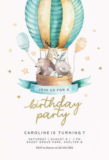 Create Hot Air Balloon Birthday Invitation Template Psd File With Hot Air Balloon Birthday