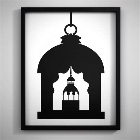 A Clipart Of A Lamp Icon Silhouette Style Islamic Lamp Concept Seamless