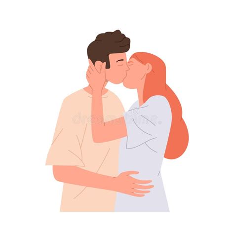 Happy Young Couple Hugging Kissing Stock Illustrations 612 Happy