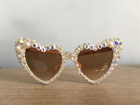 Encrusted Pearl And Ivory Heart Shaped Bride To Be Sunglasses Etsy Uk