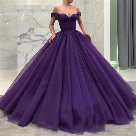 Gorgeous Grape Ball Gown Party Dresses Long Prom Gowns Pleats Tulle