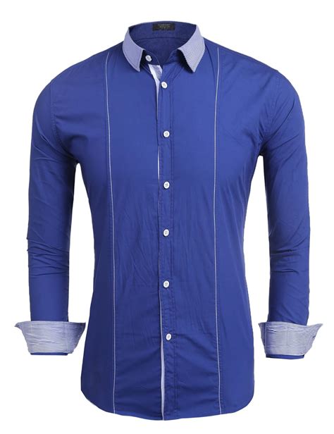 Coofandy Mens Slim Fit Business Casual Button Down Dress Shirts Royal