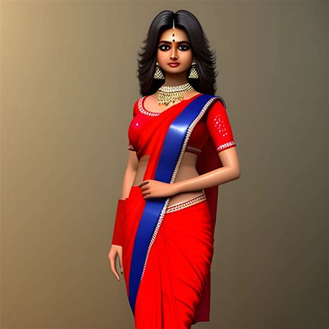 Hot Indian Woman In Saree 3D Arthub Ai