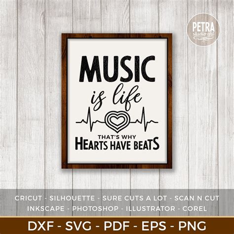 Music Svg Music Is Life Thats Why Hearts Have Beats Svg Etsy