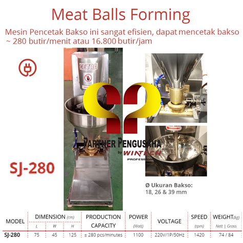 Jual GETRA SJ 280 Mesin Cetak Bakso Pencetak Baso Meat Ball Maker Mesin