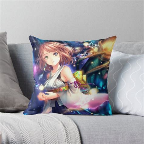 Cute Yuna Final Fantasy X Ffx Sexy Lewd Yukata Kimono Tits Anime Hentai Girl Throw Pillow