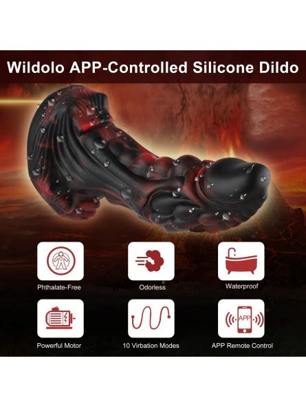 Wildolo Monster Dildo Suction Cup Smart App Remote Control Black
