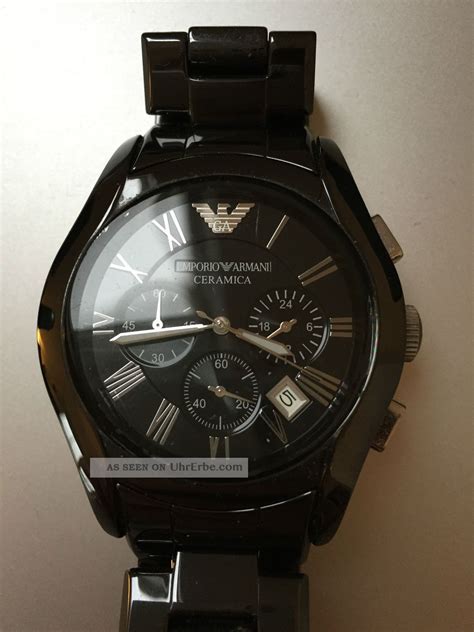 Emporio Armani Ceramica Herren Uhr Ar Keramik Chrono Schwarz