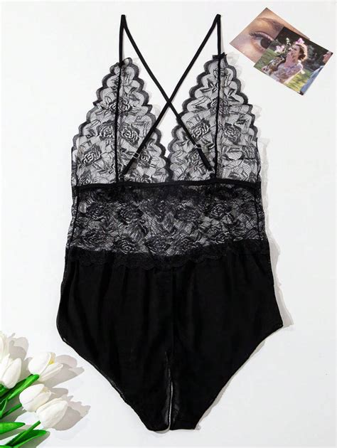 Sexy Lace Temptation Women Lingerie Bodysuit With Big Chest And Spicy Strap Perspective Open