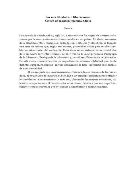 Por Una Libertad Sin Liberaciones Pdf Pensamiento America Latina