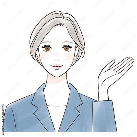 笑顔で案内するスーツ姿の女性 Stock Illustration Adobe Stock