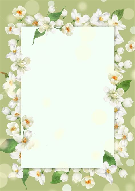 border  stunning blooming green jasmine spot page border background