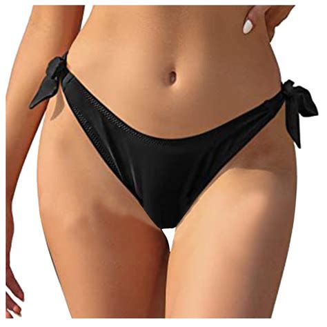 Sngxgn Womens Bikini Bottom Low Waisted Cheeky Bathing Swimsuit Bottoms Swim Briefs Black S
