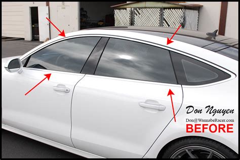 Audi A7 Sedan Gloss Black Window Trim Vinyl Car Wrap — Wannaberacer Wraps