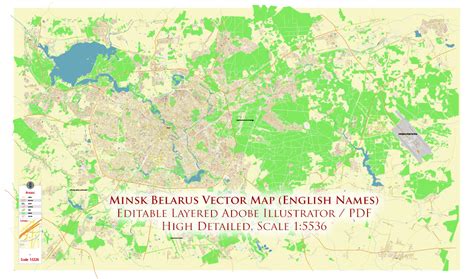 Minsk Belarus Vector Map High Detailed English Editable Layered Adobe