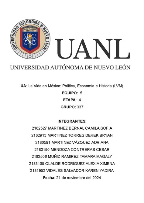 Evidencia de Aprendizaje LVM Etapa 4 UA La Vida en México Política