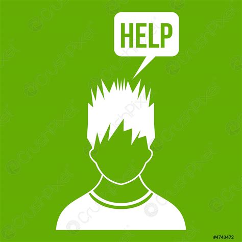 Man Needs Help Icon Green Stock Vector 4743472 Crushpixel