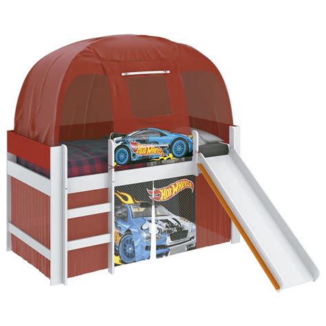 Cama Hot Wheels Play Escorregador E Barraca Pura Magia Branco Vermelho Mattel Cama
