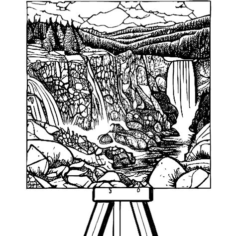 Snoqualmie Falls Landscape Coloring Page · Creative Fabrica