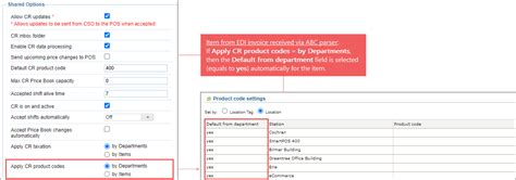 setting  product codes   edi invoice item