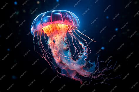 Premium Photo Bioluminescent Jellyfish In The Oceans Depths