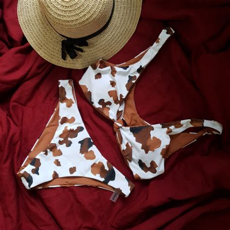 Cow Print Bikini Swimsuit Women S Fashion Swimwear Bikinis Swimsuits On Carousell