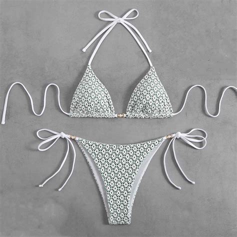 Limited Time Deal Kttectoa Trendy Lace Up Halter Triangle Bikini Sets Two Piece Swimsuit For