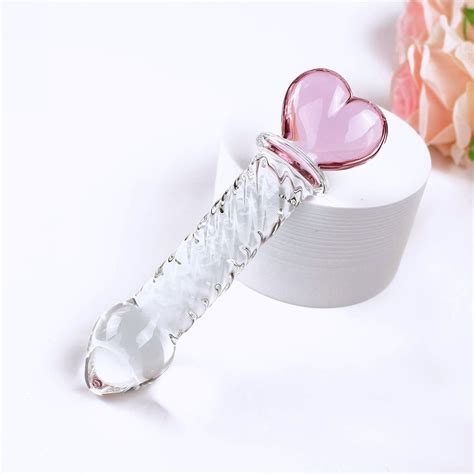 Heart Glass Dildo Ribbed Pink Princess Dildo Cute Ridged Dildos For Women Romantic Aesthetic