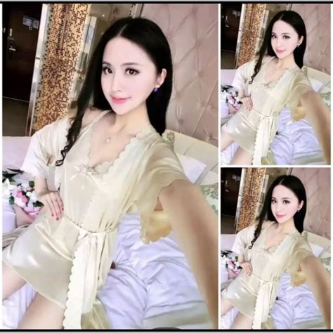 Jual Baju Dress Kimono Tricot 2 In 1 Set Lingerie Sexy Baju Tidur