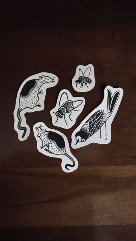 Mouse Fly Bird Tattoo Flash Tatuto