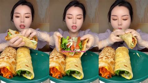 Asmr Mukbang Eating Show Roasted Cake With Pork Fried Noodles With