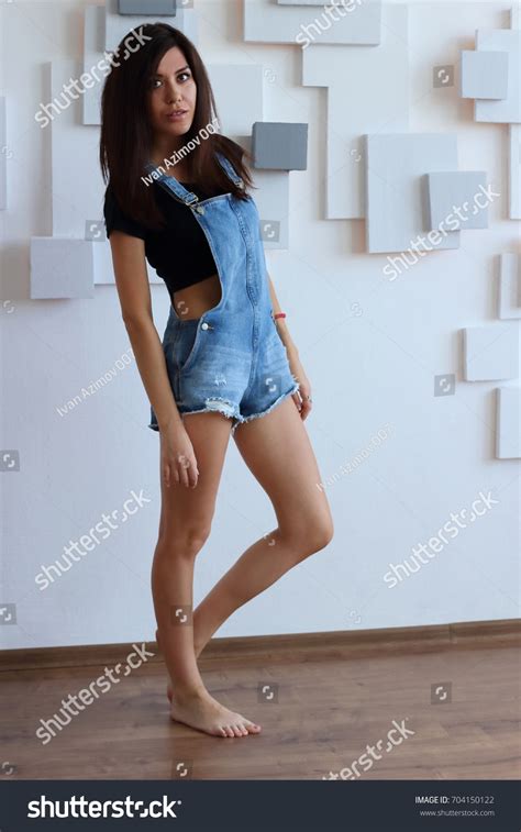 Slender Brunette Beautiful Legs Long Hair Stock Photo 704150122 Shutterstock