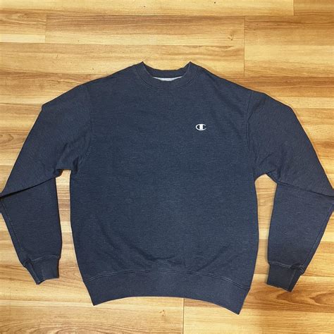 Navy Blue Champion Crewneck Unisex Size Depop