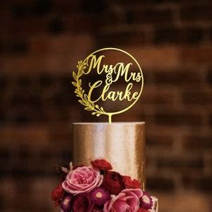 Lesbian Wedding Cake Topper Mrs And Mrs Cake Toppers For Wedding Personalized Wooden Rustik